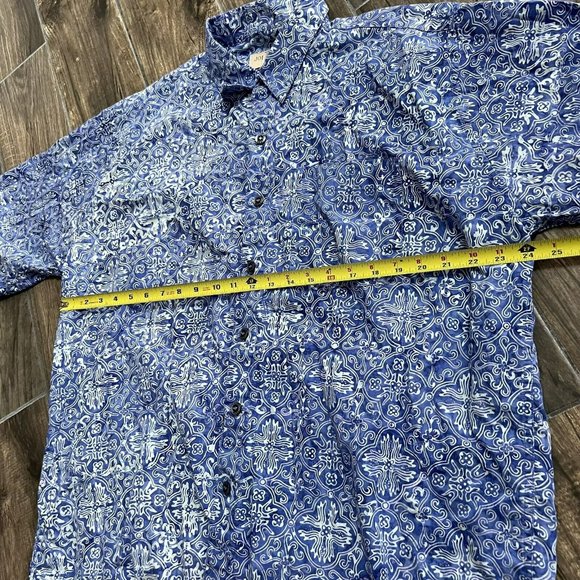 johari west hawaiian shirt button front blue coton XL swordfish - Picture 4 of 5